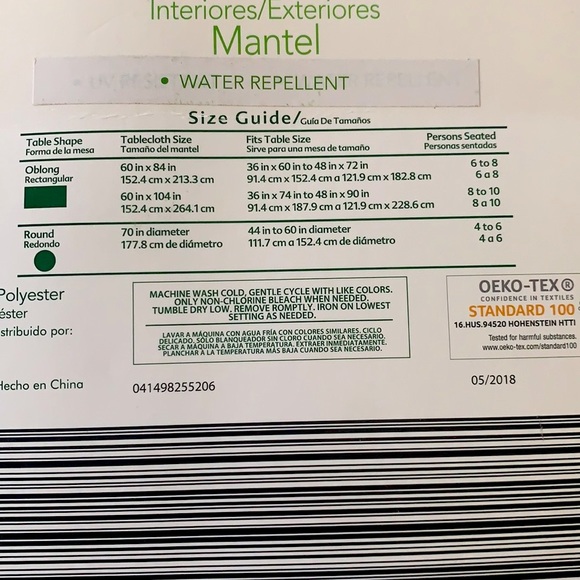 Huntington Home Indoor/Outdoor Oblong Tablecloth - Picture 3 of 3